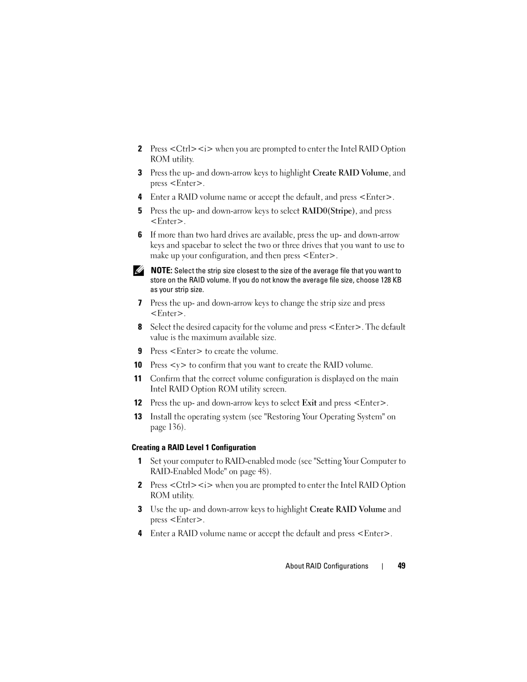 Dell T3400 manual About RAID Configurations 