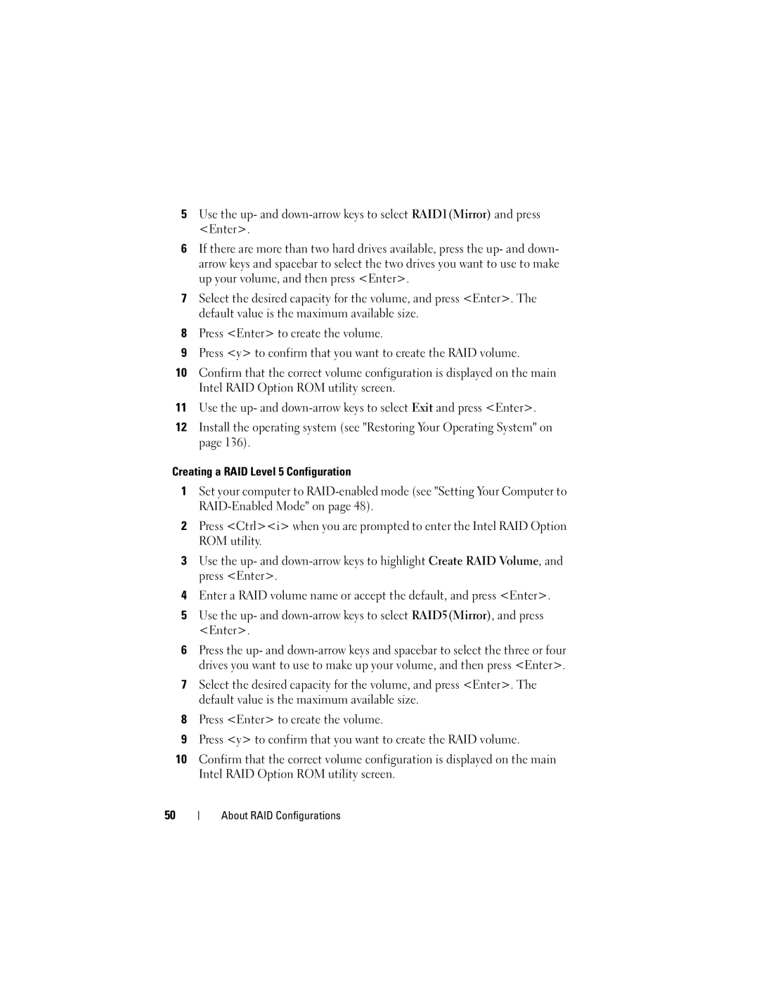 Dell T3400 manual About RAID Configurations 