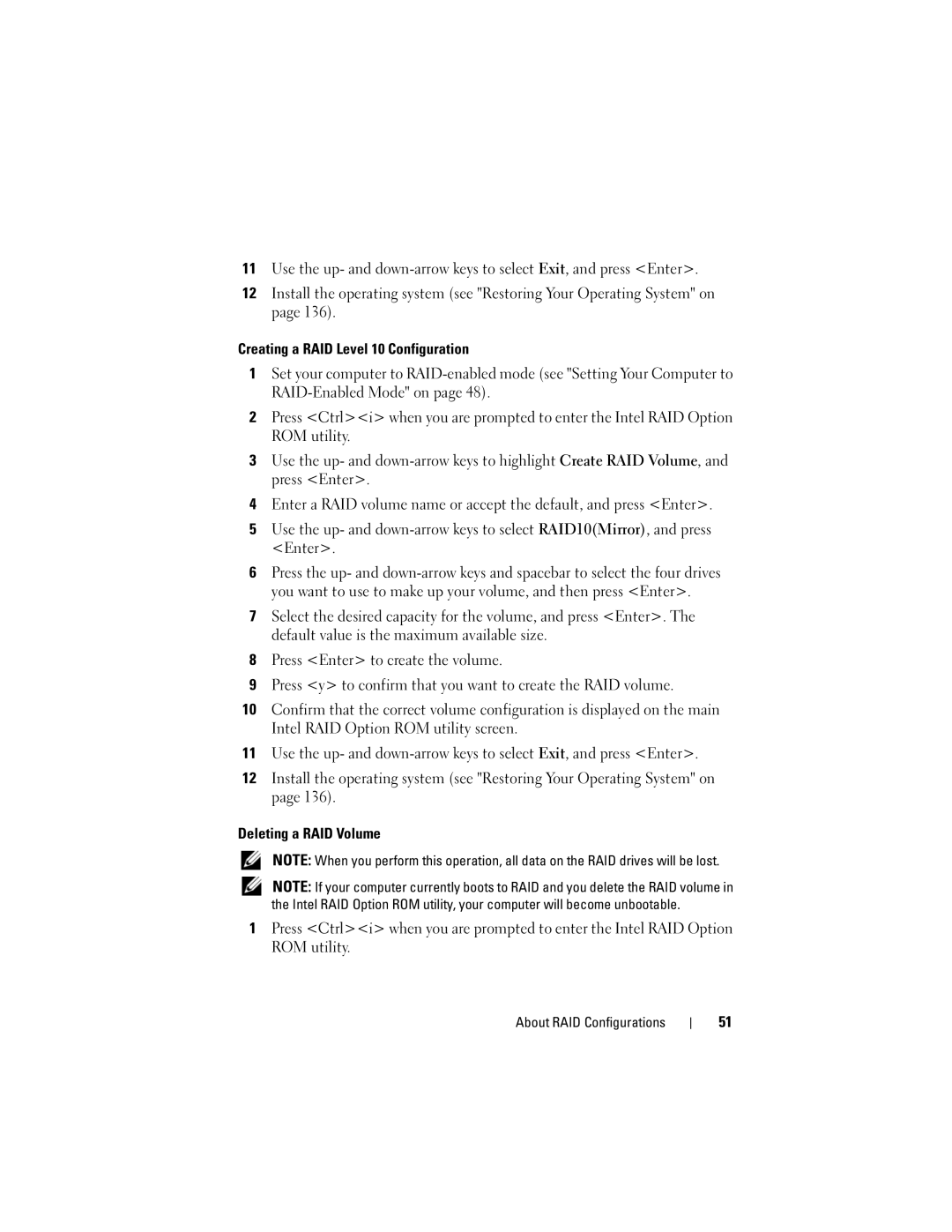 Dell T3400 manual About RAID Configurations 