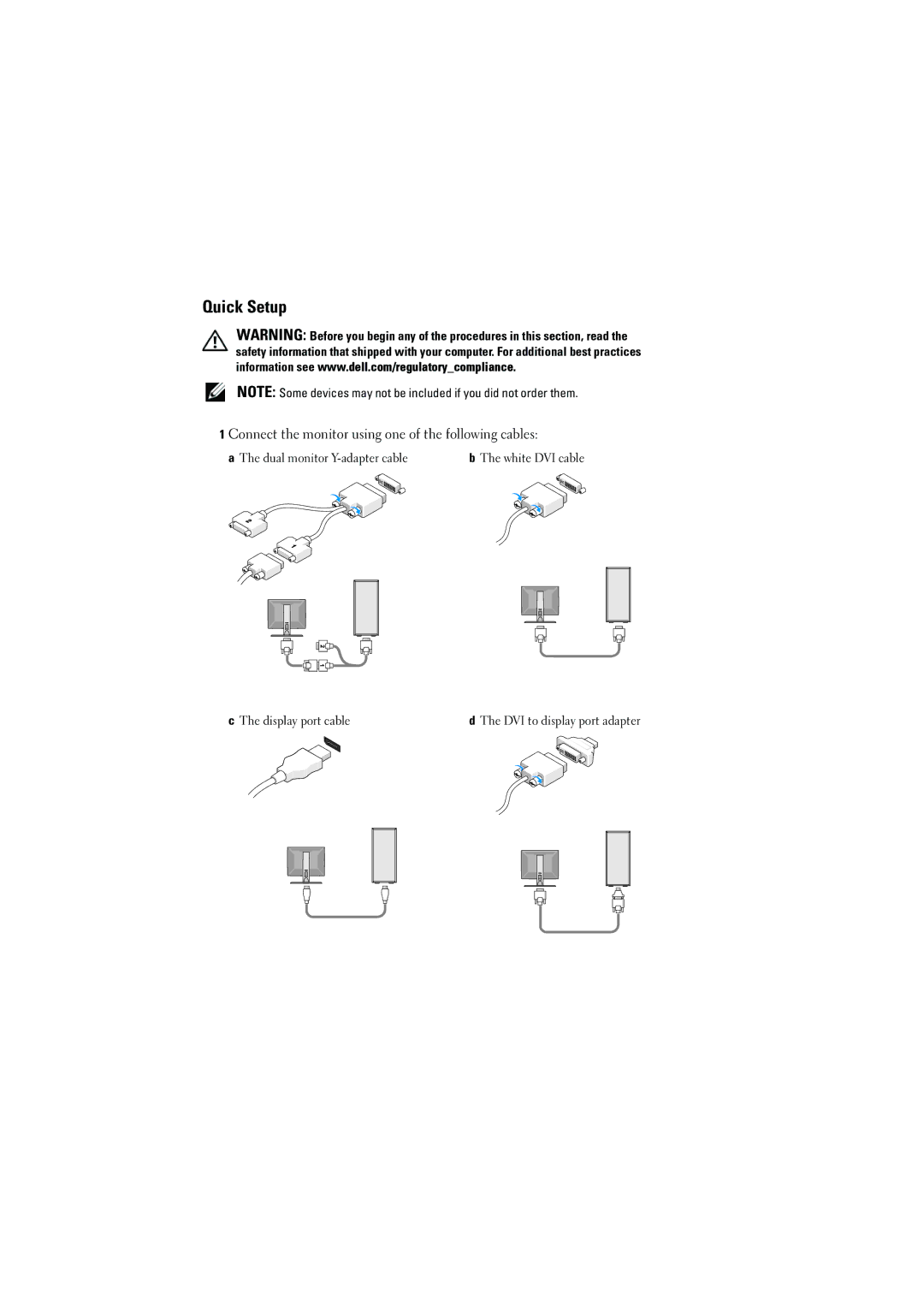 Dell T3500 manual Quick Setup 