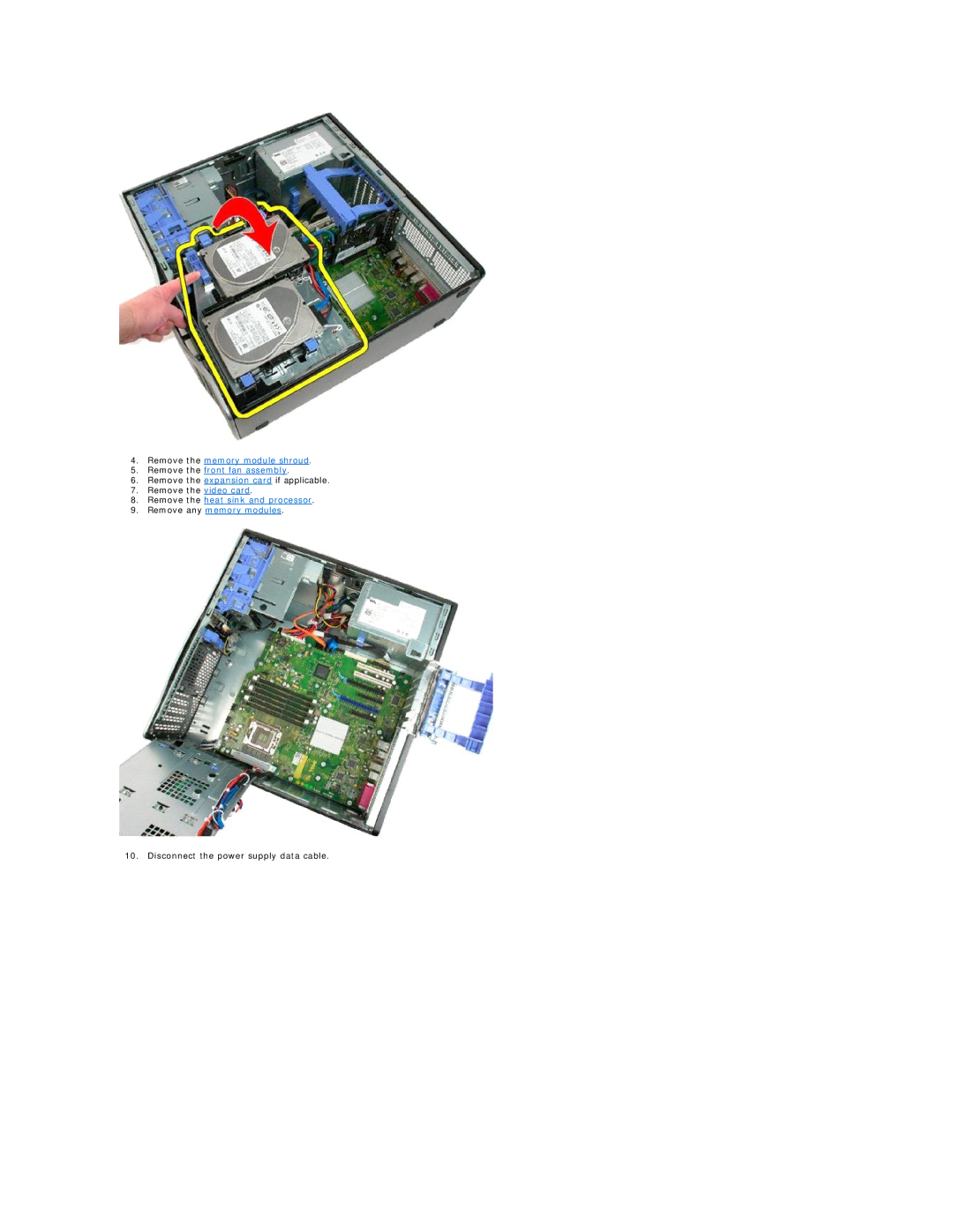 Dell T3500 specifications Remove the heat sink and processor Remove any memory modules 