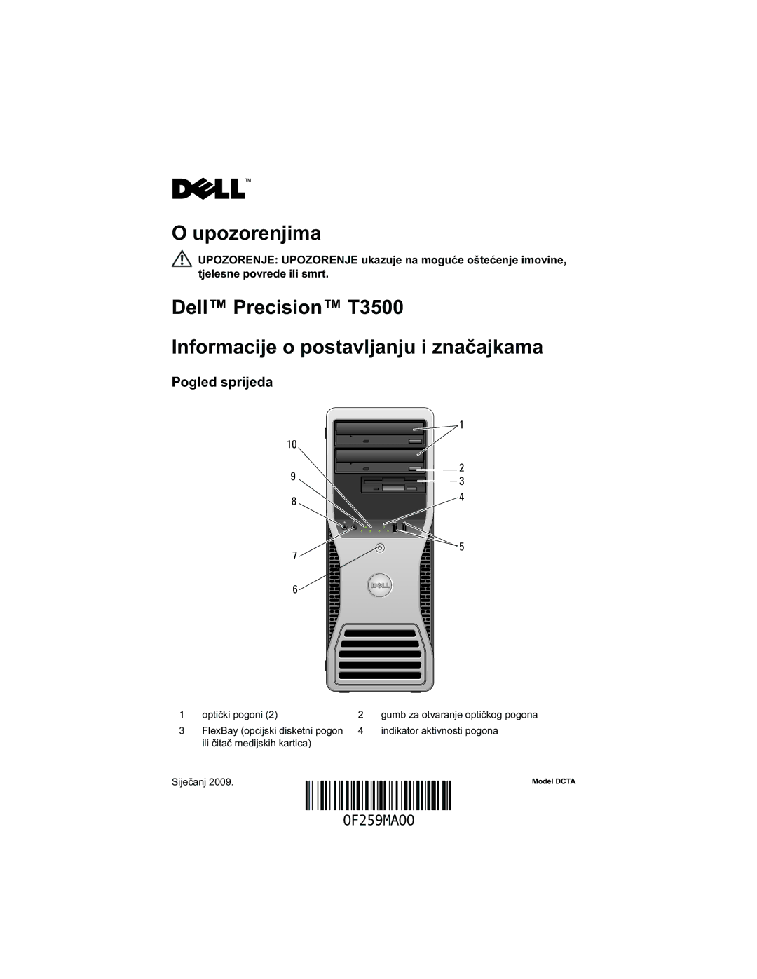 Dell T3500 manual Figyelmeztetésekről 