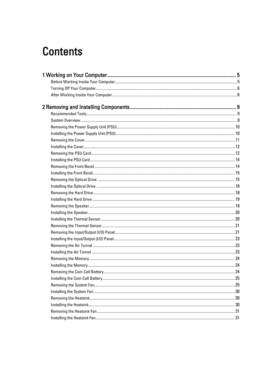 Dell T3610 owner manual Contents 