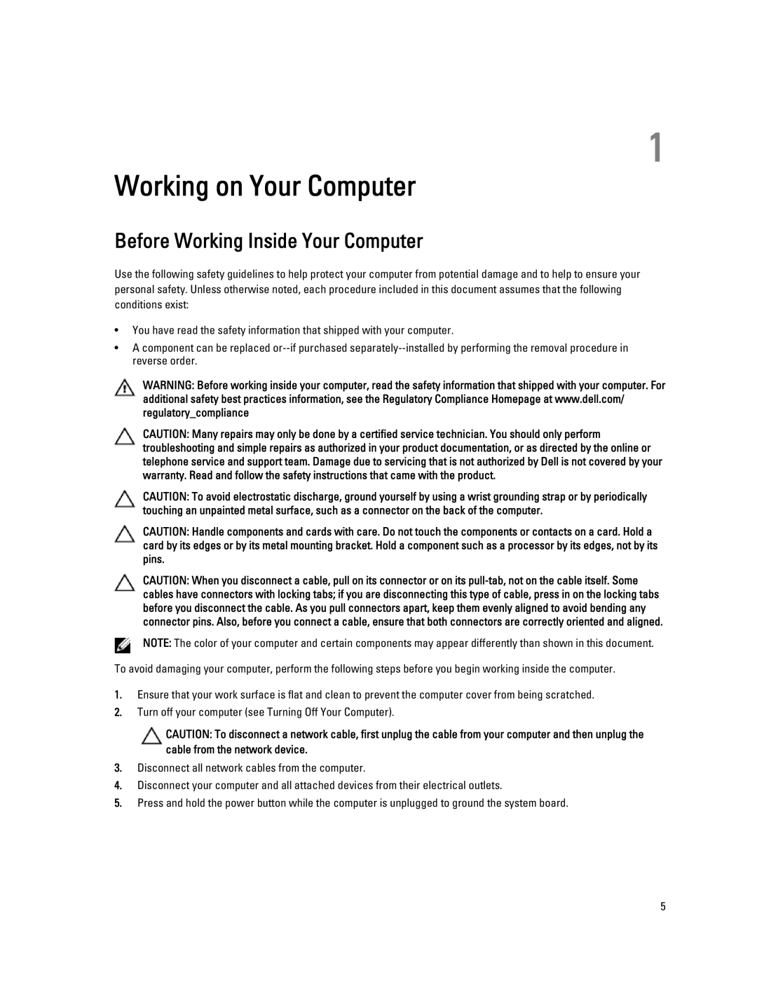 Dell T3610 owner manual Working on Your Computer, Before Working Inside Your Computer 