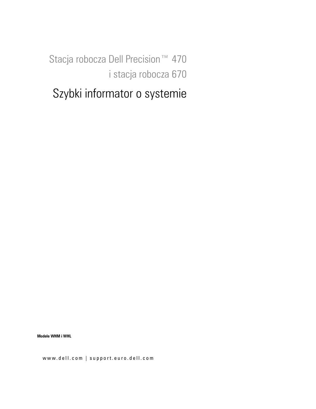 Dell T3913 manual Szybki informator o systemie 