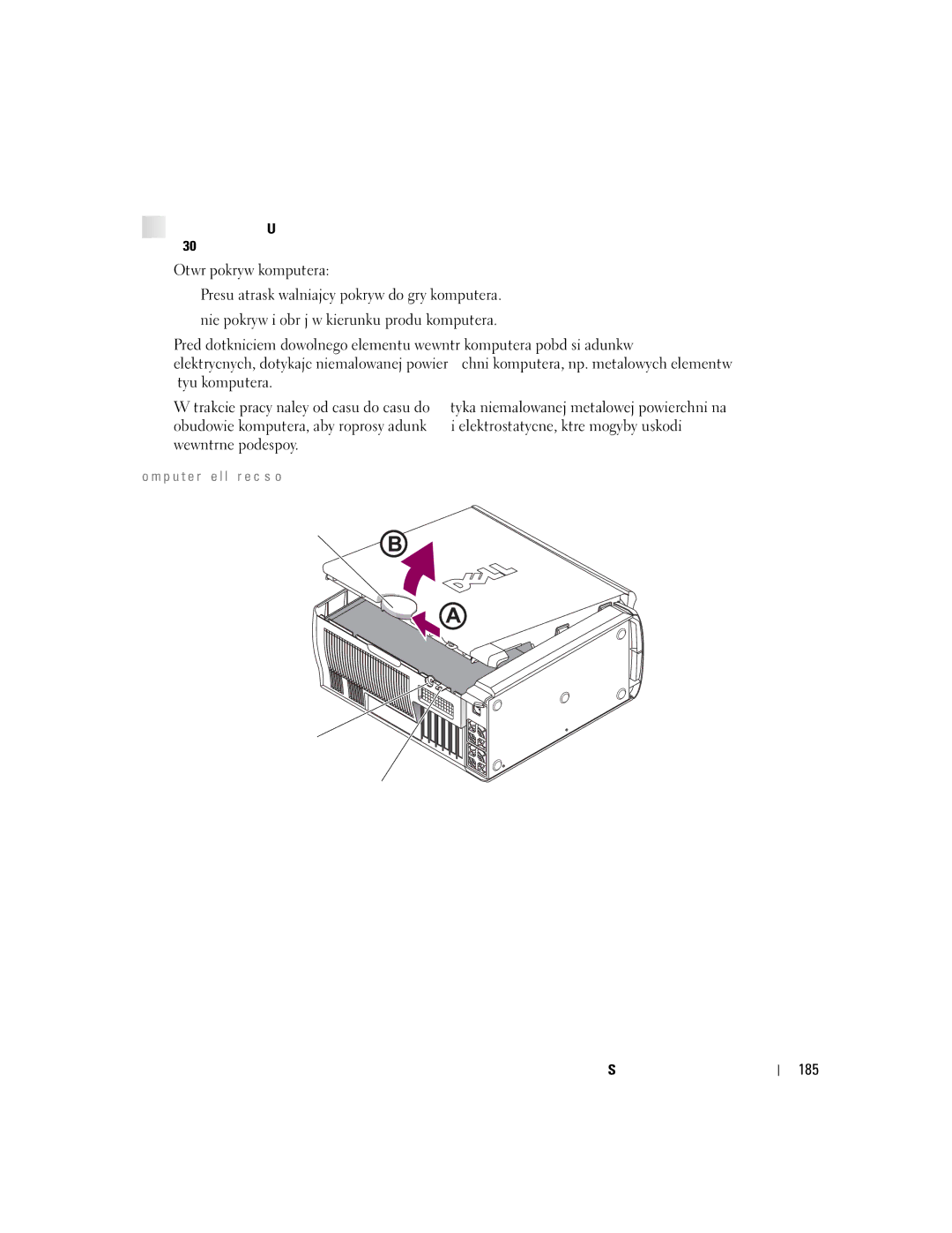 Dell T3913 manual 185, M p u t e r D e l l P r e c i s i o n 6 7 