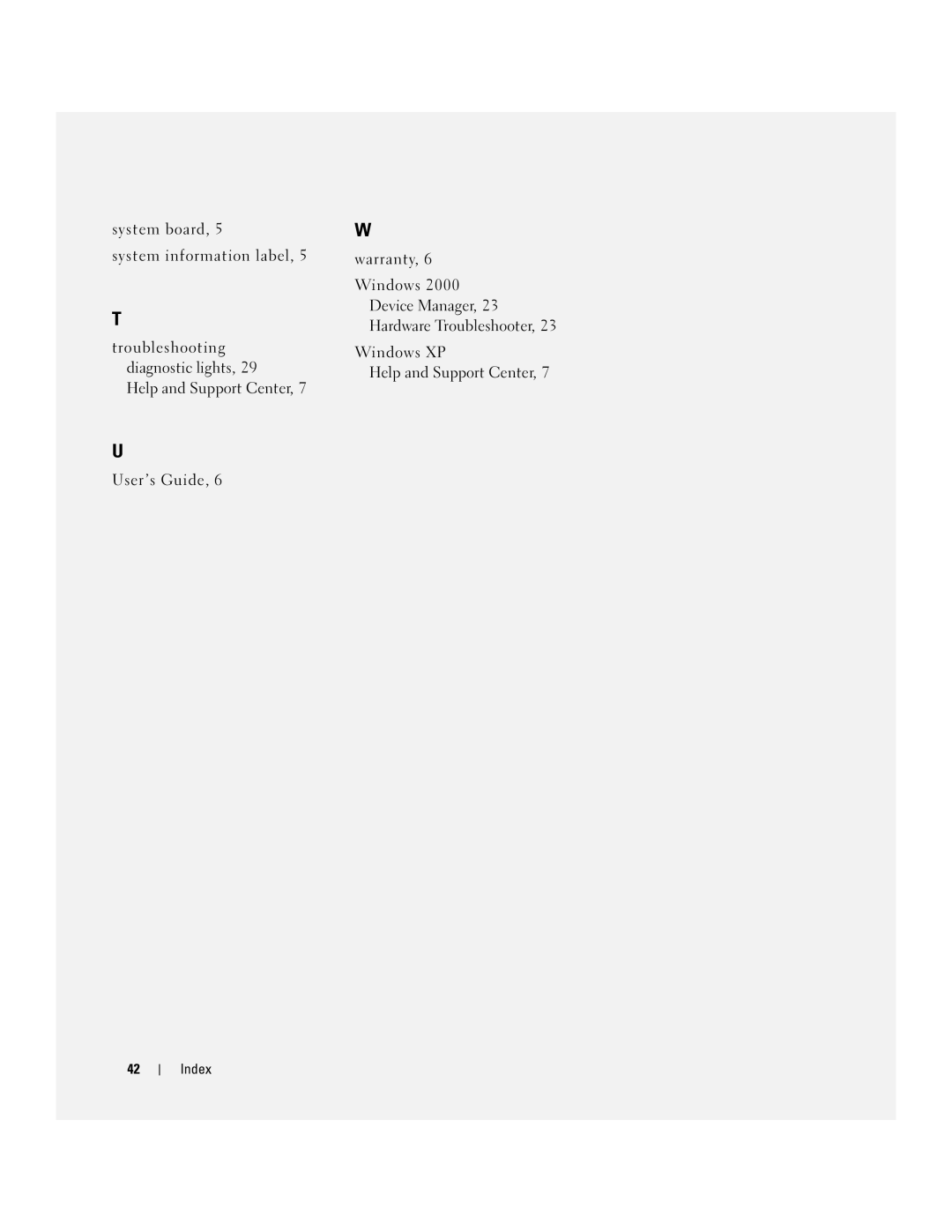 Dell T3913 manual Index 