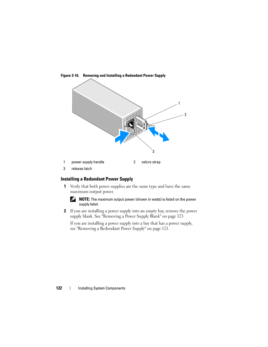 Dell T410 owner manual Installing a Redundant Power Supply 