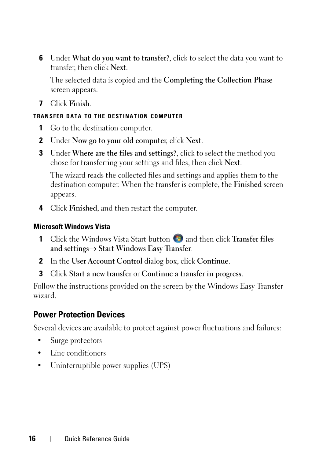 Dell T5400 manual Power Protection Devices, Microsoft Windows Vista 