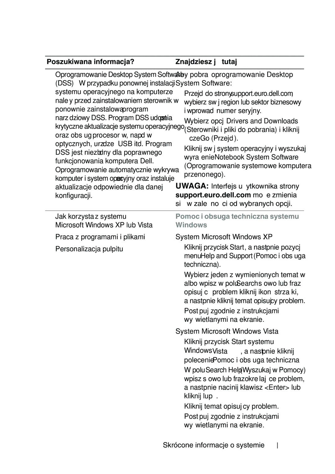 Dell T5400 manual 143, Wybierz opcję Drivers and Downloads, Wyrażenie Notebook System Software 