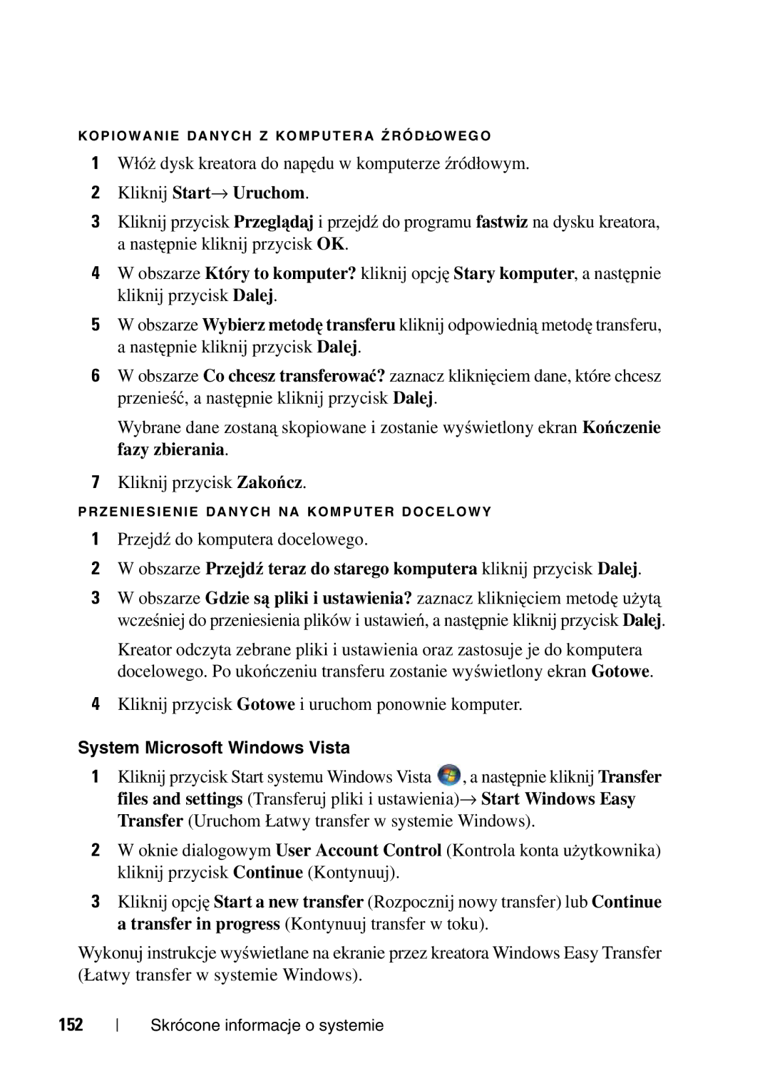 Dell T5400 manual System Microsoft Windows Vista, 152 