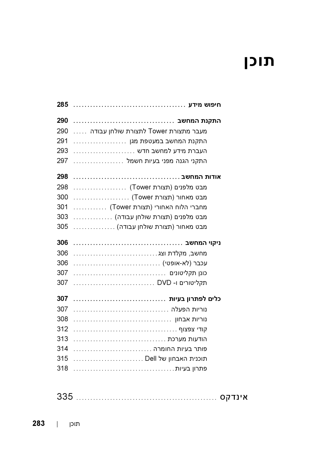 Dell T5400 manual 283 ןכות, עדימ שופיח 