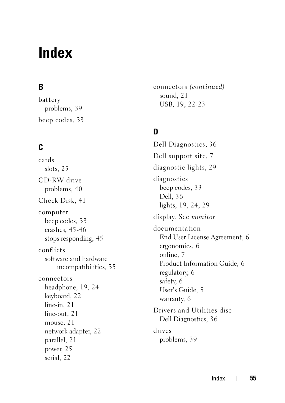 Dell T5400 manual Index 