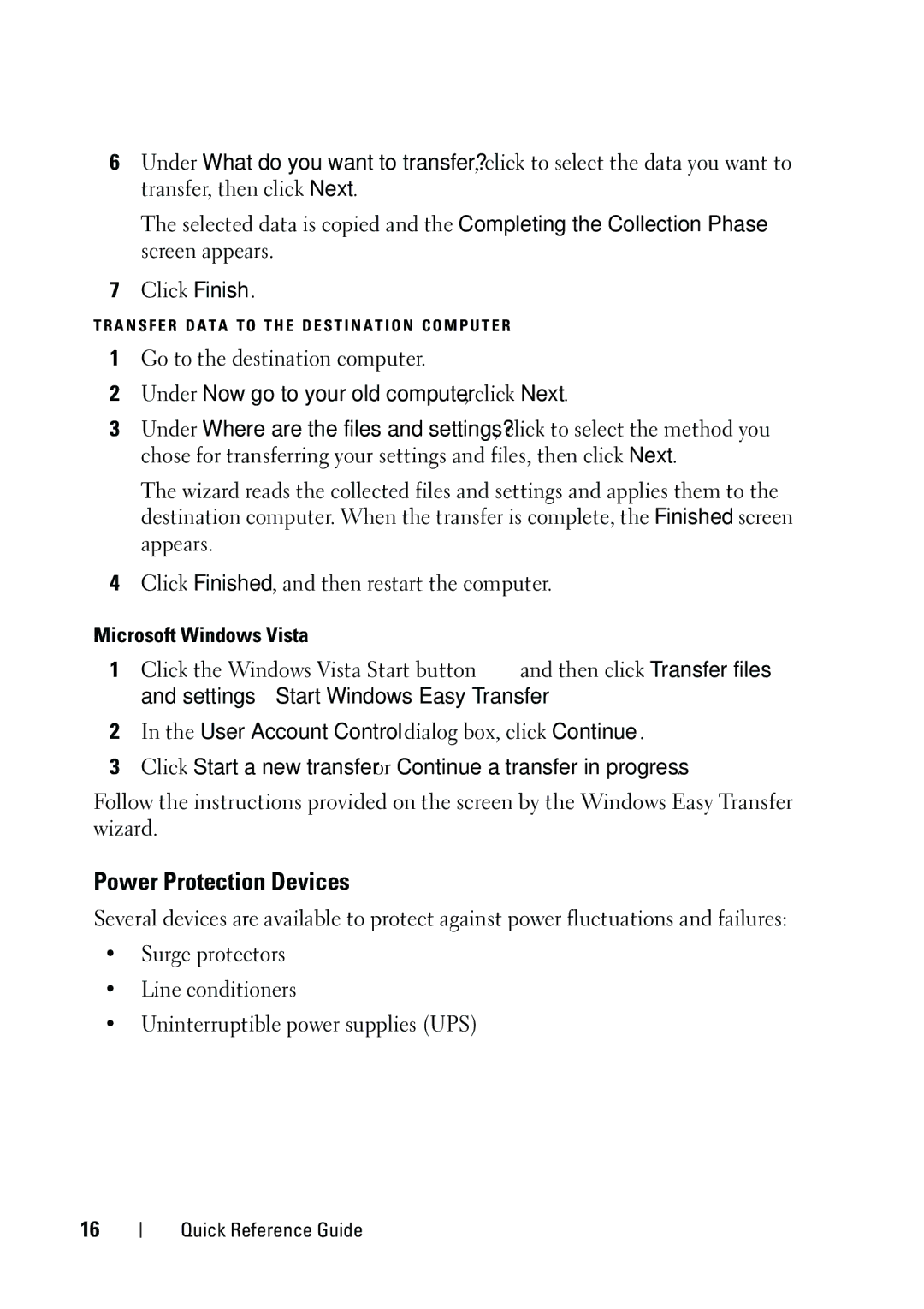 Dell T5400 manual Power Protection Devices, Microsoft Windows Vista 