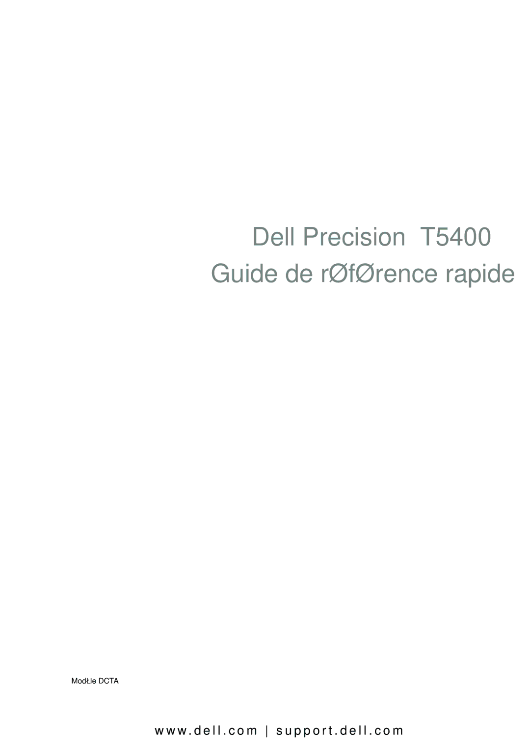 Dell manual Dell Precision T5400 Guide de référence rapide 