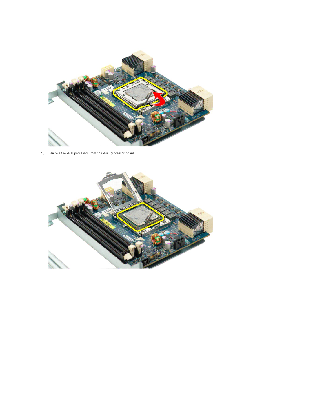 Dell T5500 specifications Remove the dual processor from the dual processor board 