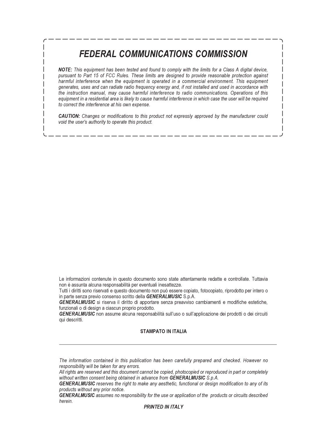 Dell T5SA manual Federal Communications Commission 