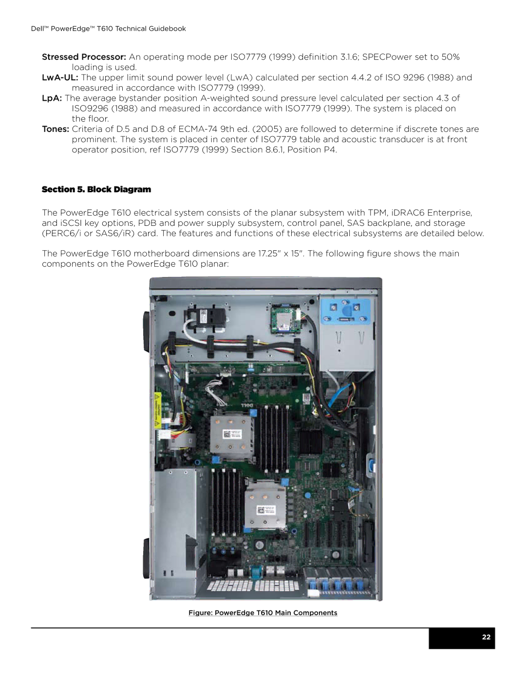 Dell manual Block Diagram, Figure PowerEdge T610 Main Components 