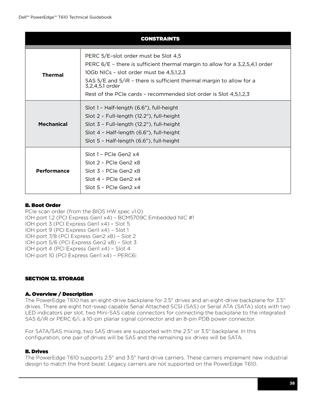 Dell T610 manual Constraints 