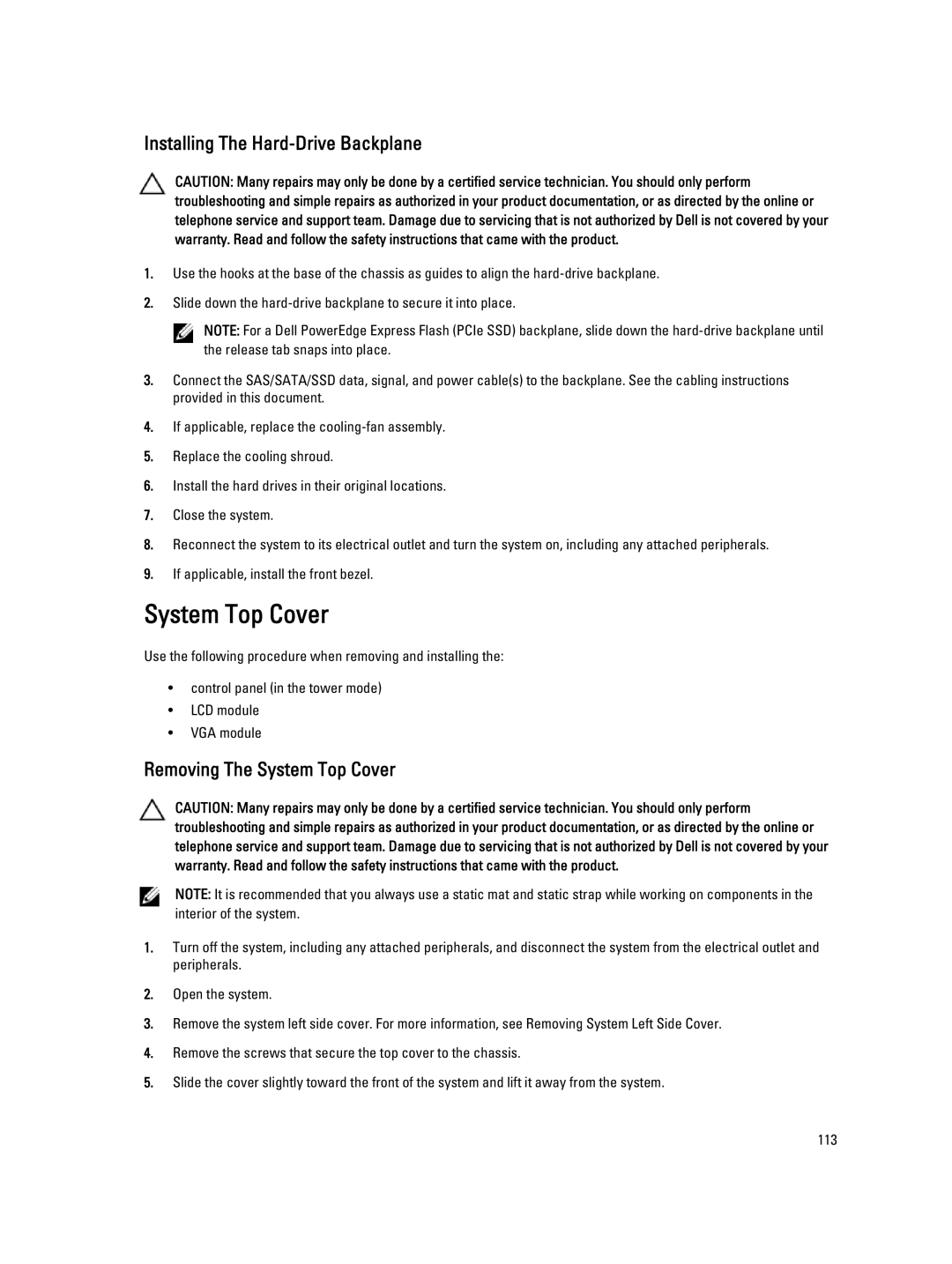 Dell T620 owner manual Installing The Hard-Drive Backplane, Removing The System Top Cover 