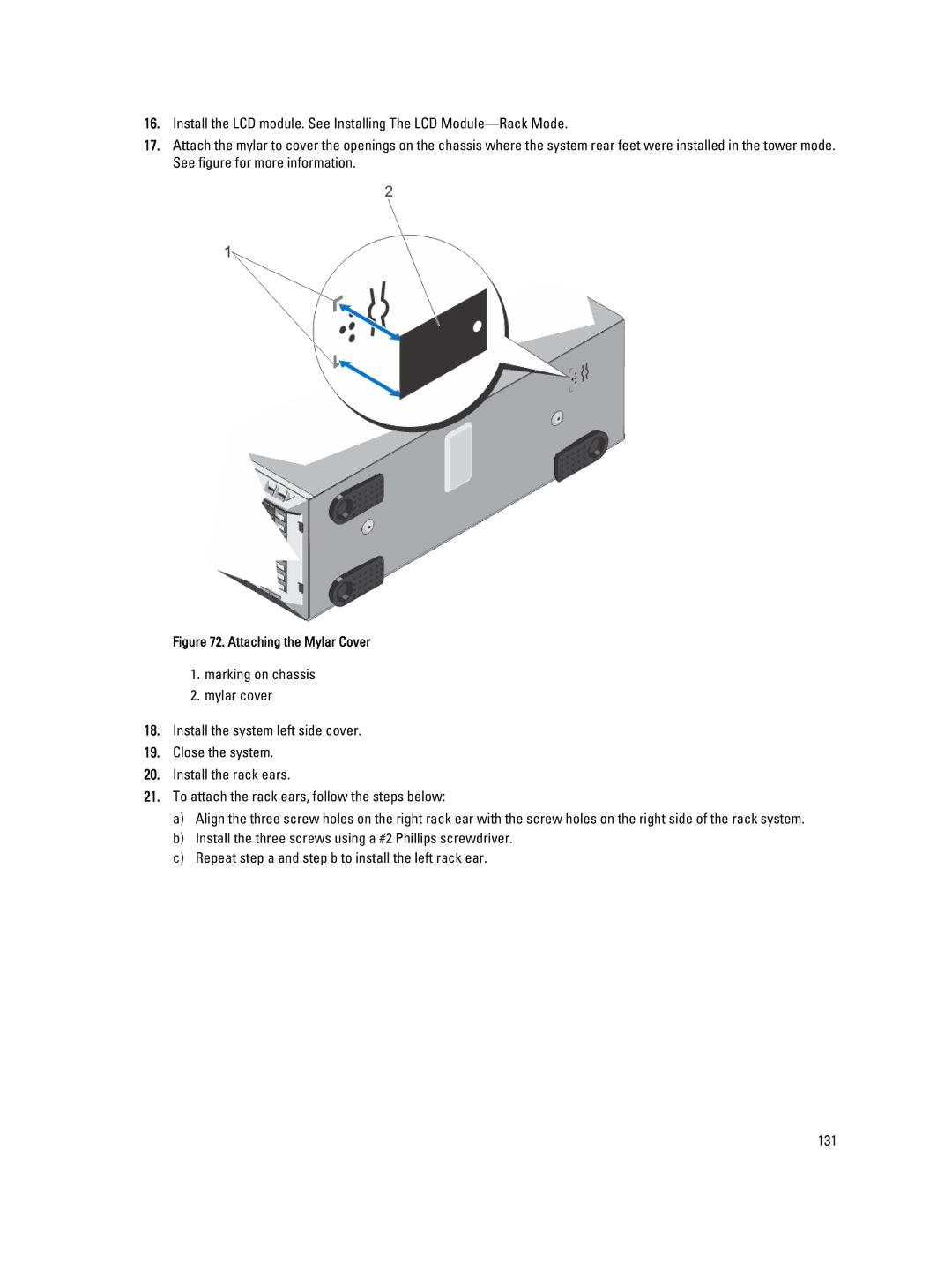 Dell T620 owner manual Attaching the Mylar Cover 