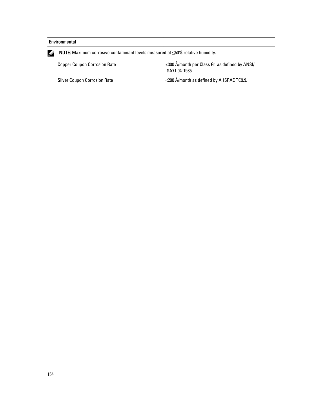 Dell T620 owner manual Copper Coupon Corrosion Rate 