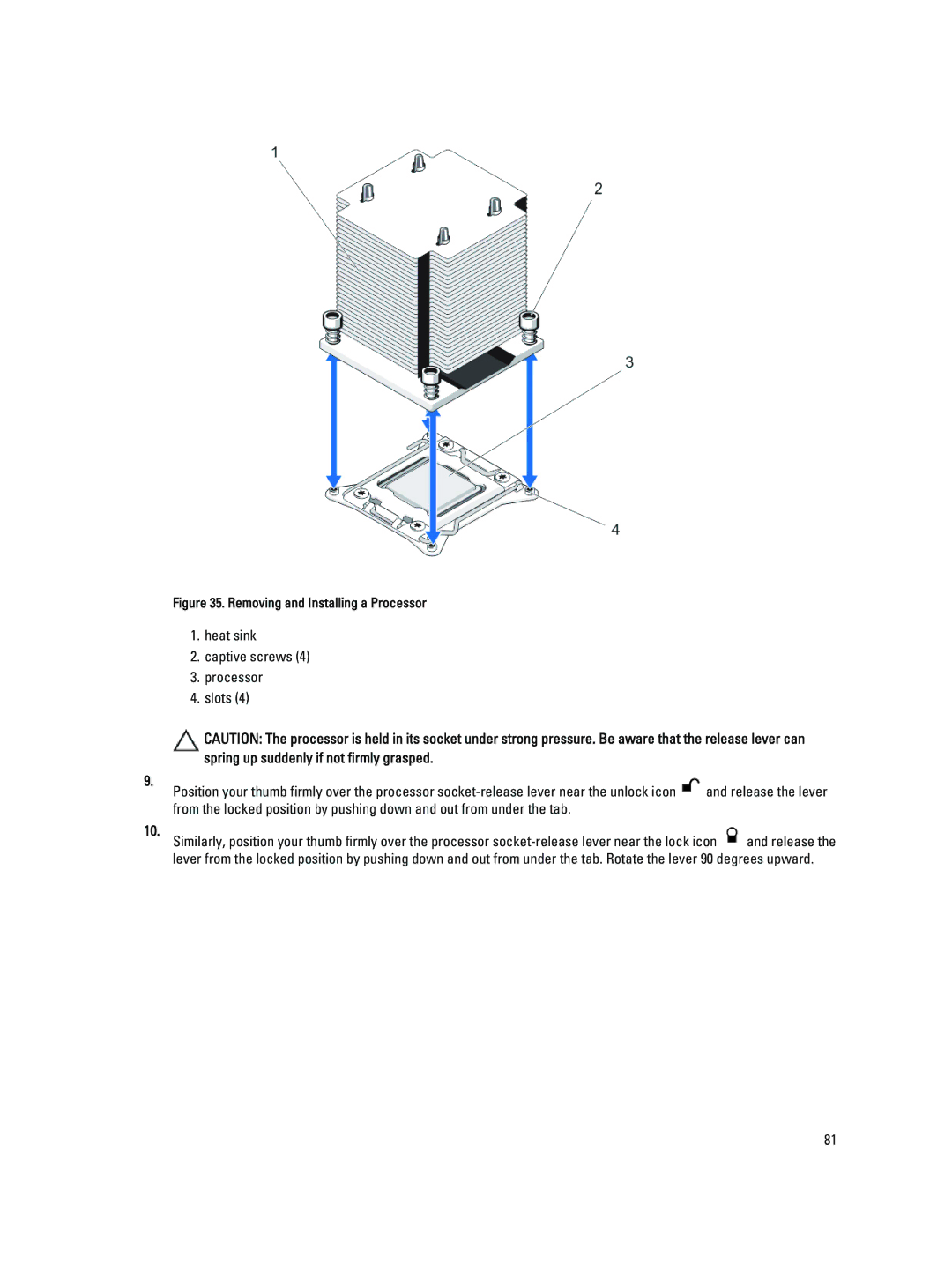 Dell T620 owner manual Removing and Installing a Processor 