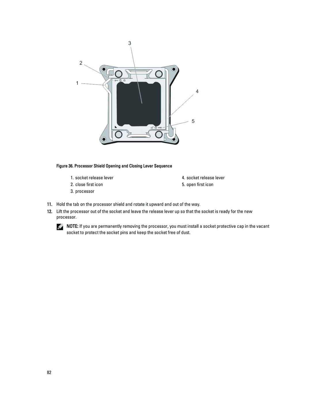 Dell T620 owner manual Socket release lever 