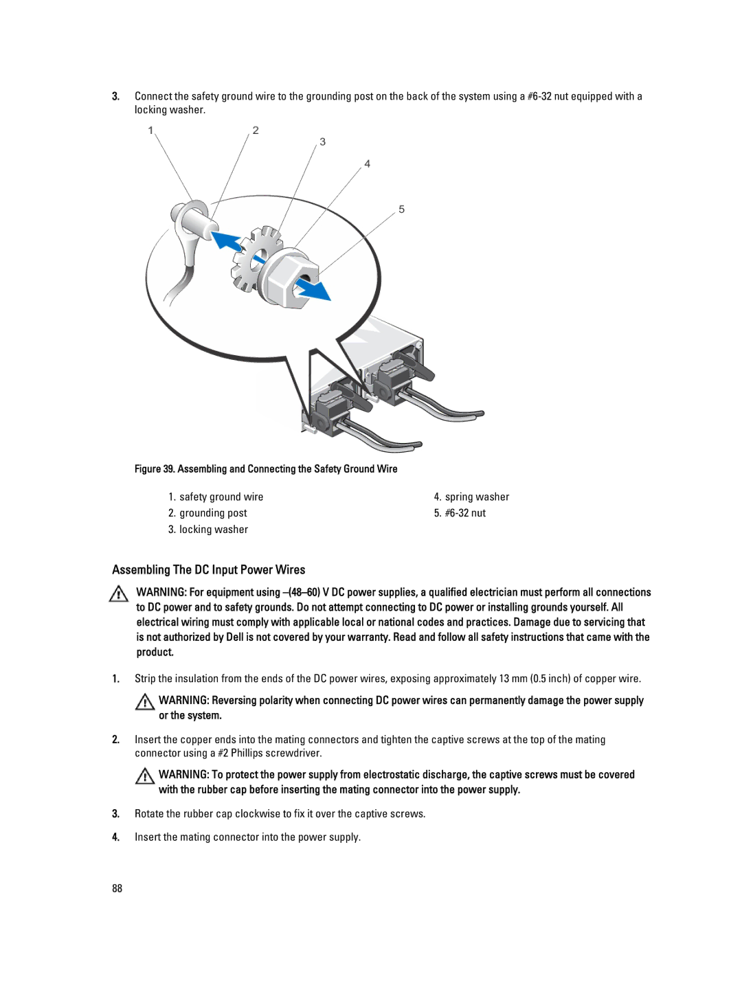 Dell T620 owner manual Assembling The DC Input Power Wires 