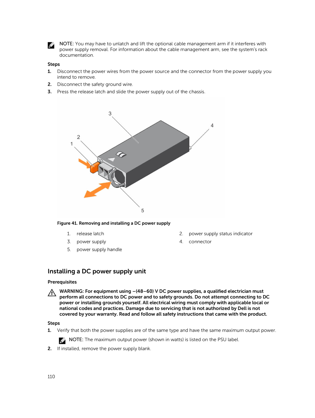 Dell T630 owner manual Installing a DC power supply unit, Removing and installing a DC power supply 