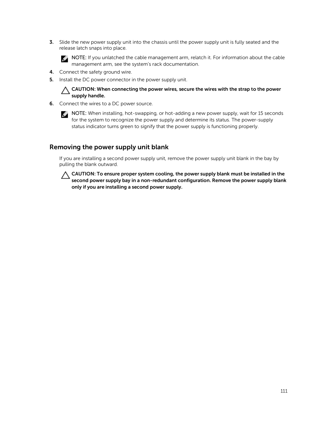 Dell T630 owner manual Removing the power supply unit blank 