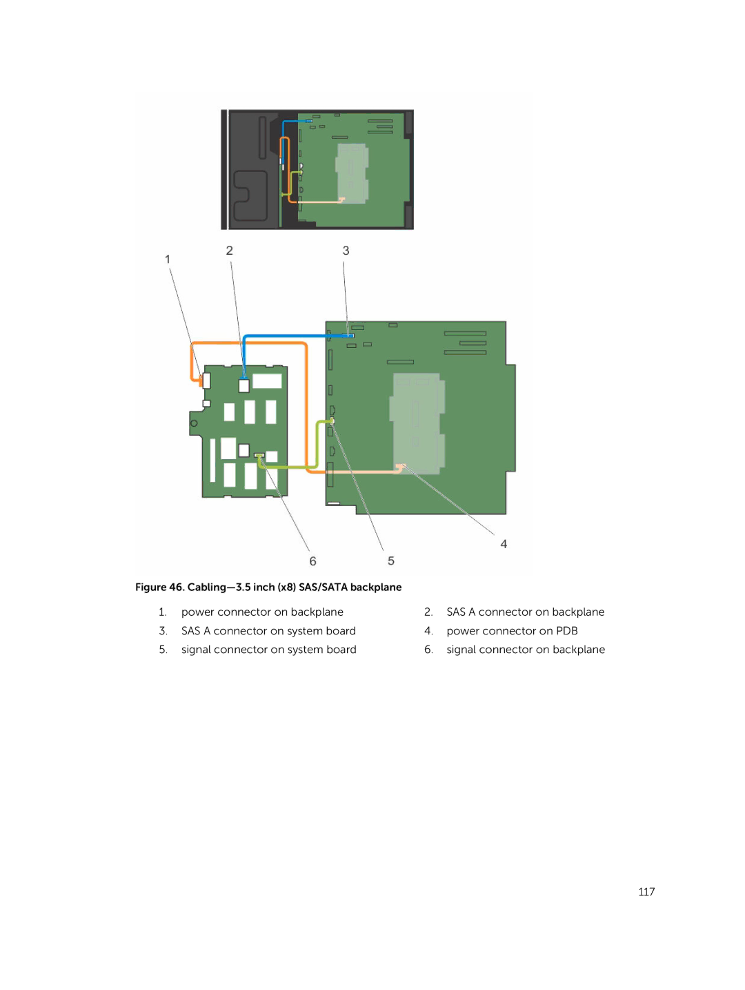 Dell T630 owner manual Cabling-3.5 inch x8 SAS/SATA backplane 