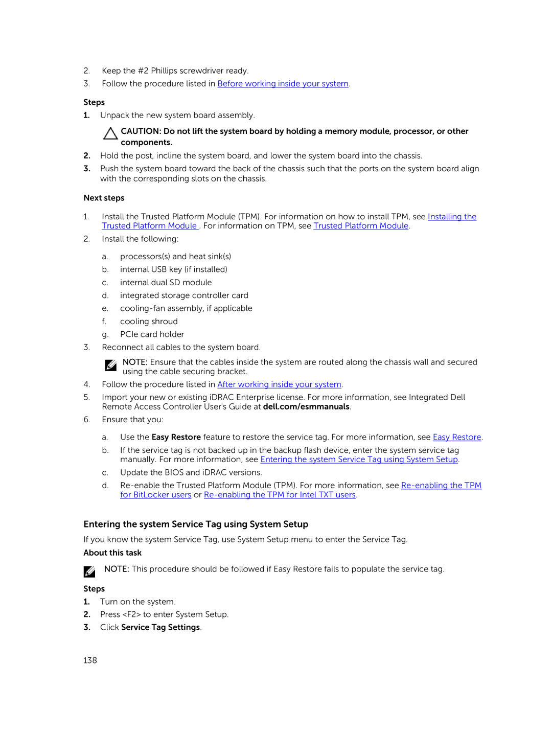 Dell T630 owner manual Entering the system Service Tag using System Setup 