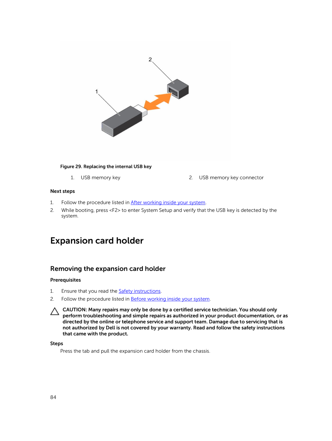 Dell T630 owner manual Expansion card holder, Removing the expansion card holder 