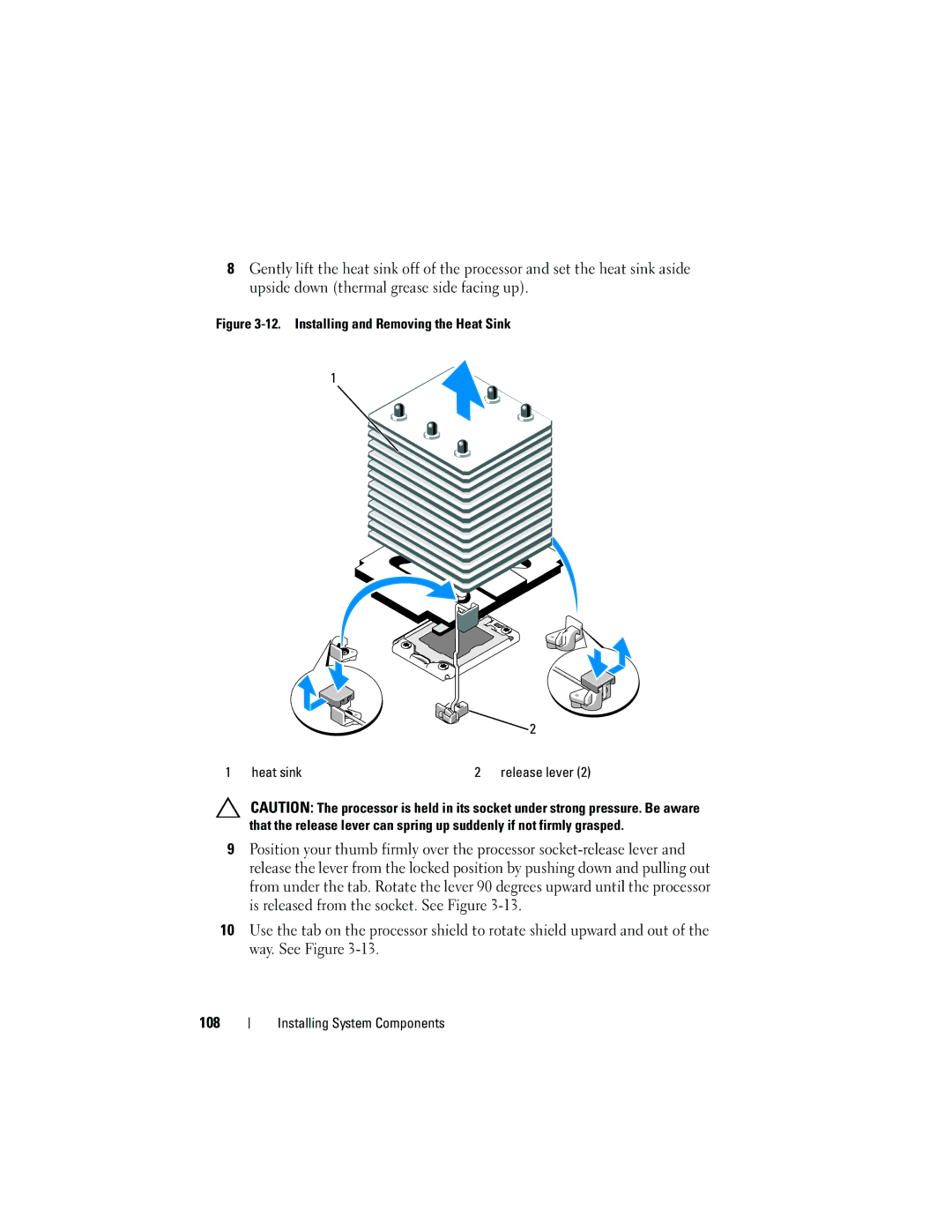 Dell T710 owner manual Installing and Removing the Heat Sink Heat sink 