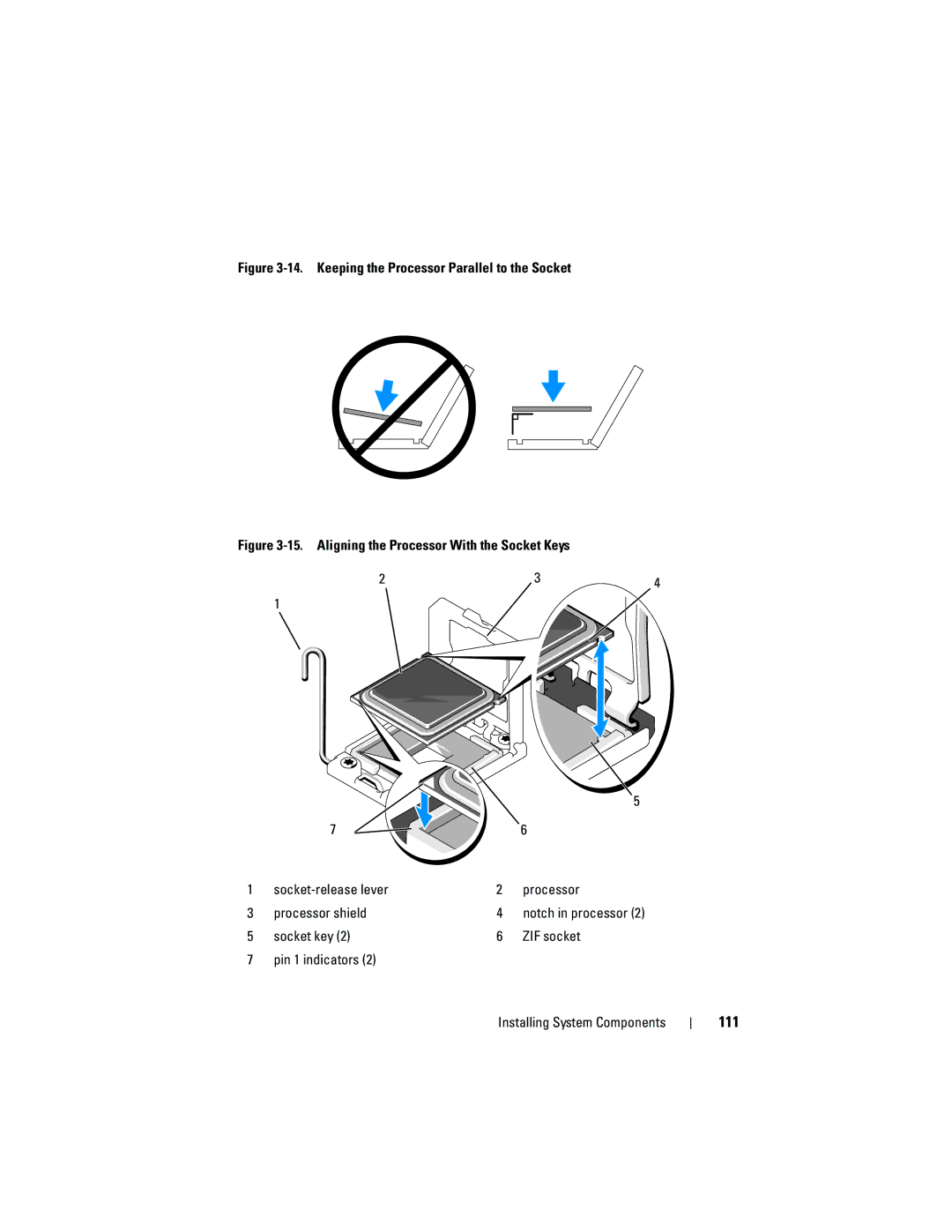 Dell T710 owner manual 111, Keeping the Processor Parallel to the Socket 