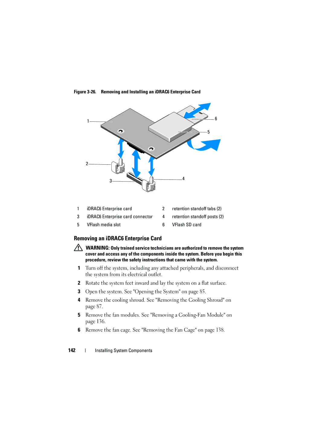 Dell T710 owner manual Removing an iDRAC6 Enterprise Card, VFlash media slot VFlash SD card 