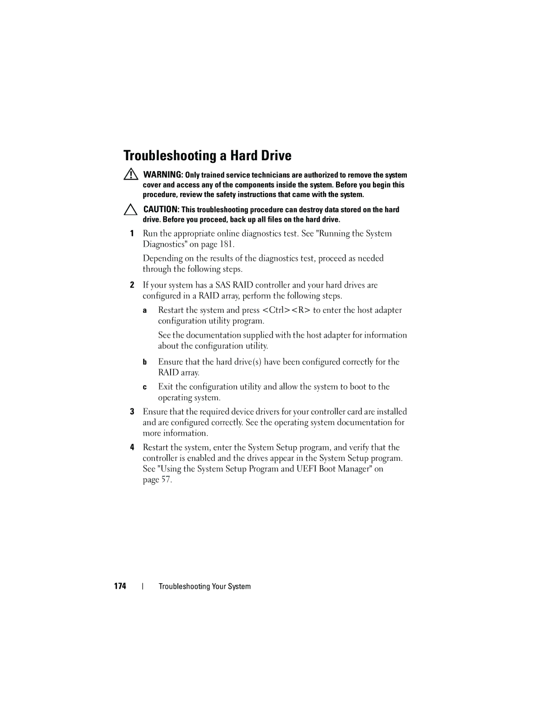 Dell T710 owner manual Troubleshooting a Hard Drive 