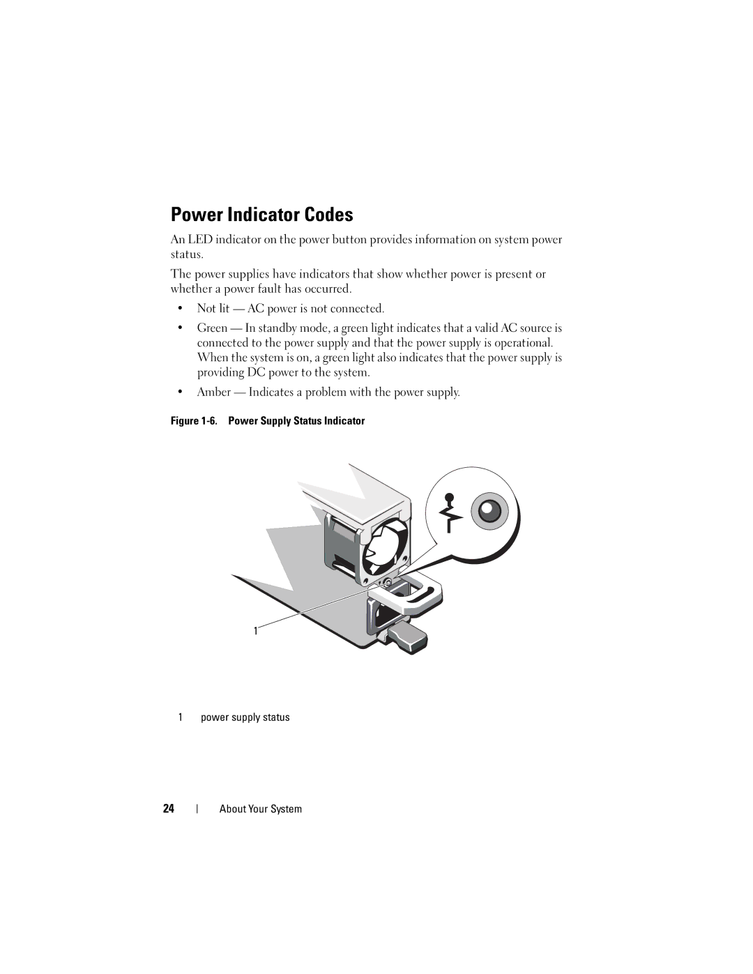 Dell T710 owner manual Power Indicator Codes 