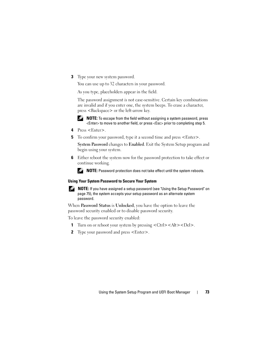 Dell T710 owner manual Type your new system password 