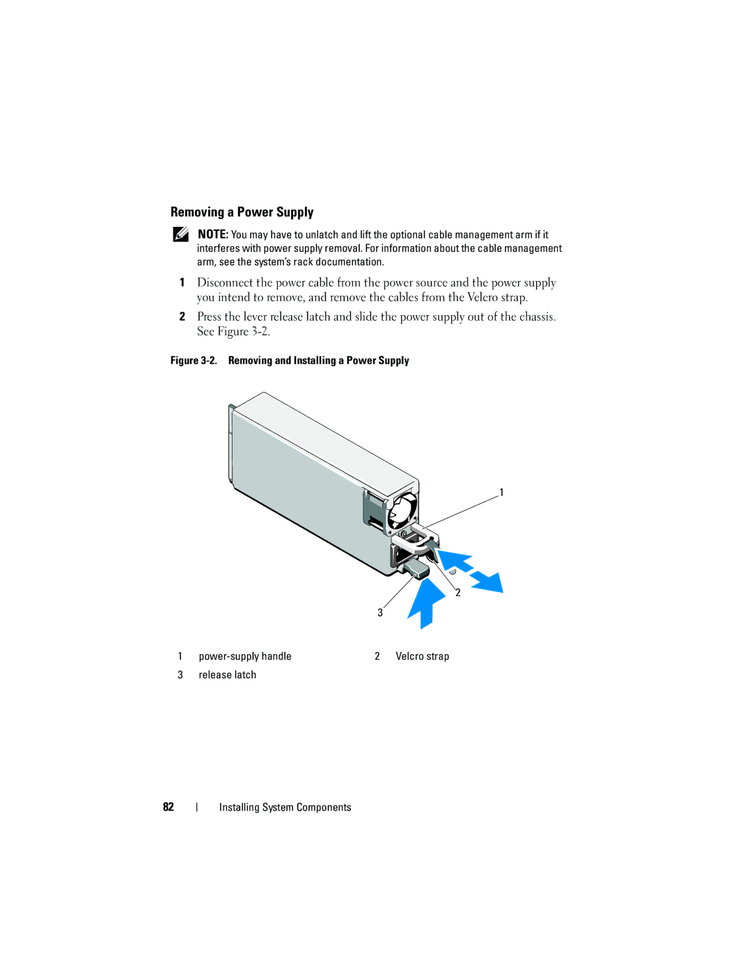 Dell T710 owner manual Removing a Power Supply 