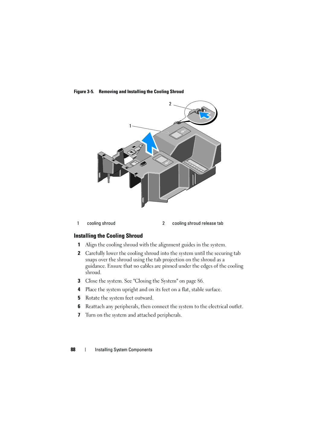 Dell T710 owner manual Removing and Installing the Cooling Shroud Cooling shroud 