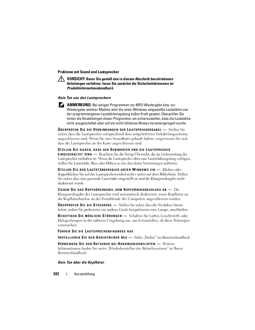 Dell T7400, HR707 Probleme mit Sound und Lautsprecher, 242, Kein Ton aus den Lautsprechern, Kein Ton über die Kopfhörer 