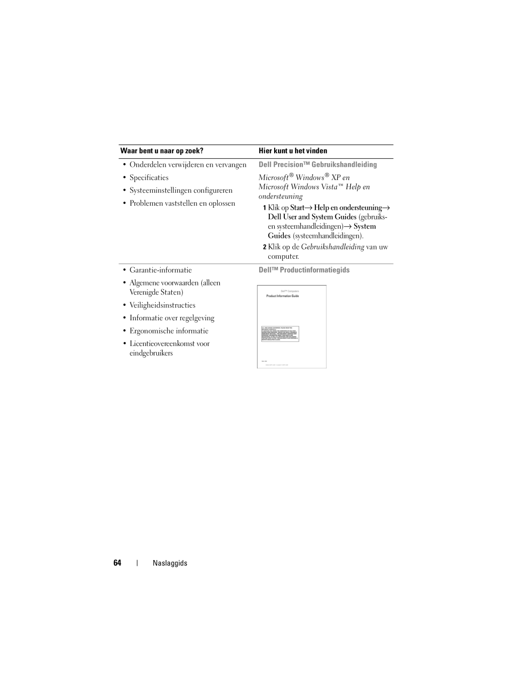 Dell T7400, HR707 manual Dell Precision Gebruikshandleiding, Dell Productinformatiegids 