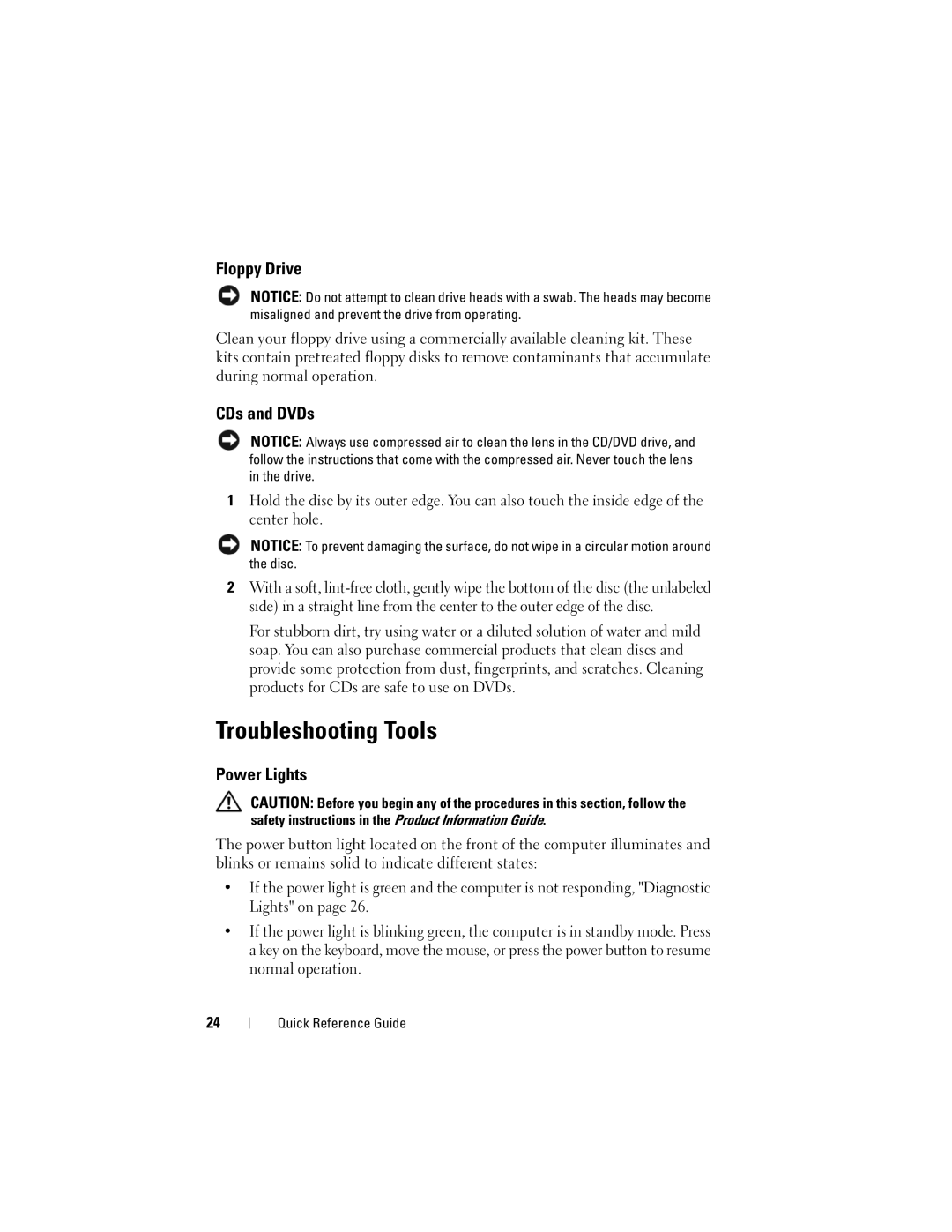 Dell T7400 manual Troubleshooting Tools 