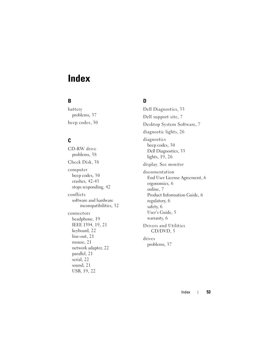 Dell T7400 manual Index 