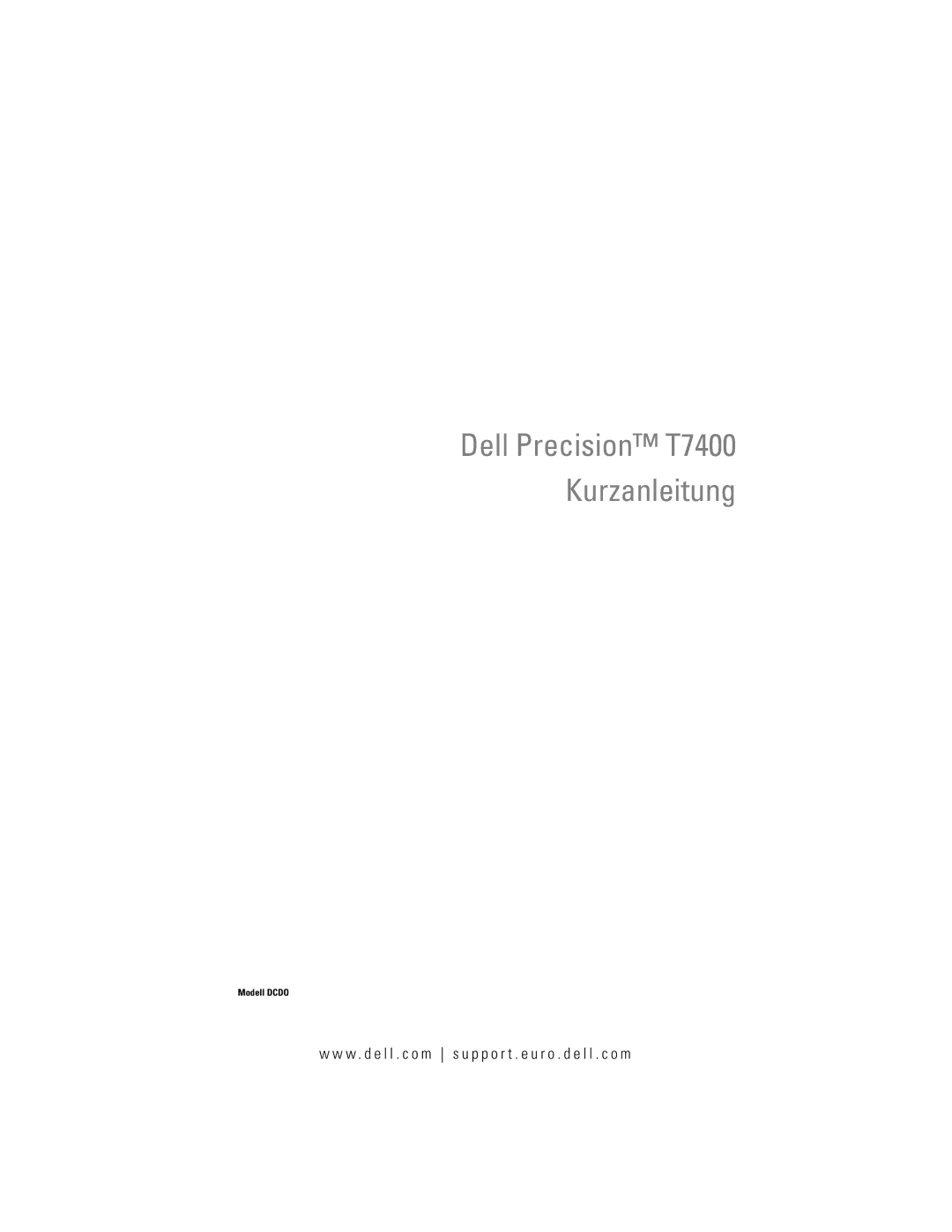 Dell manual Dell Precision T7400 Kurzanleitung 