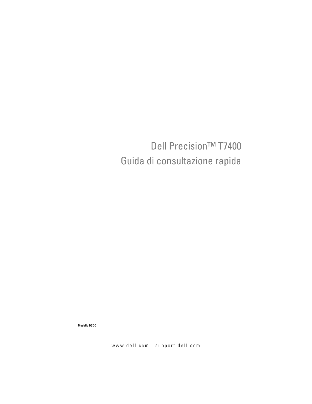 Dell manual Dell Precision T7400 Guida di consultazione rapida 