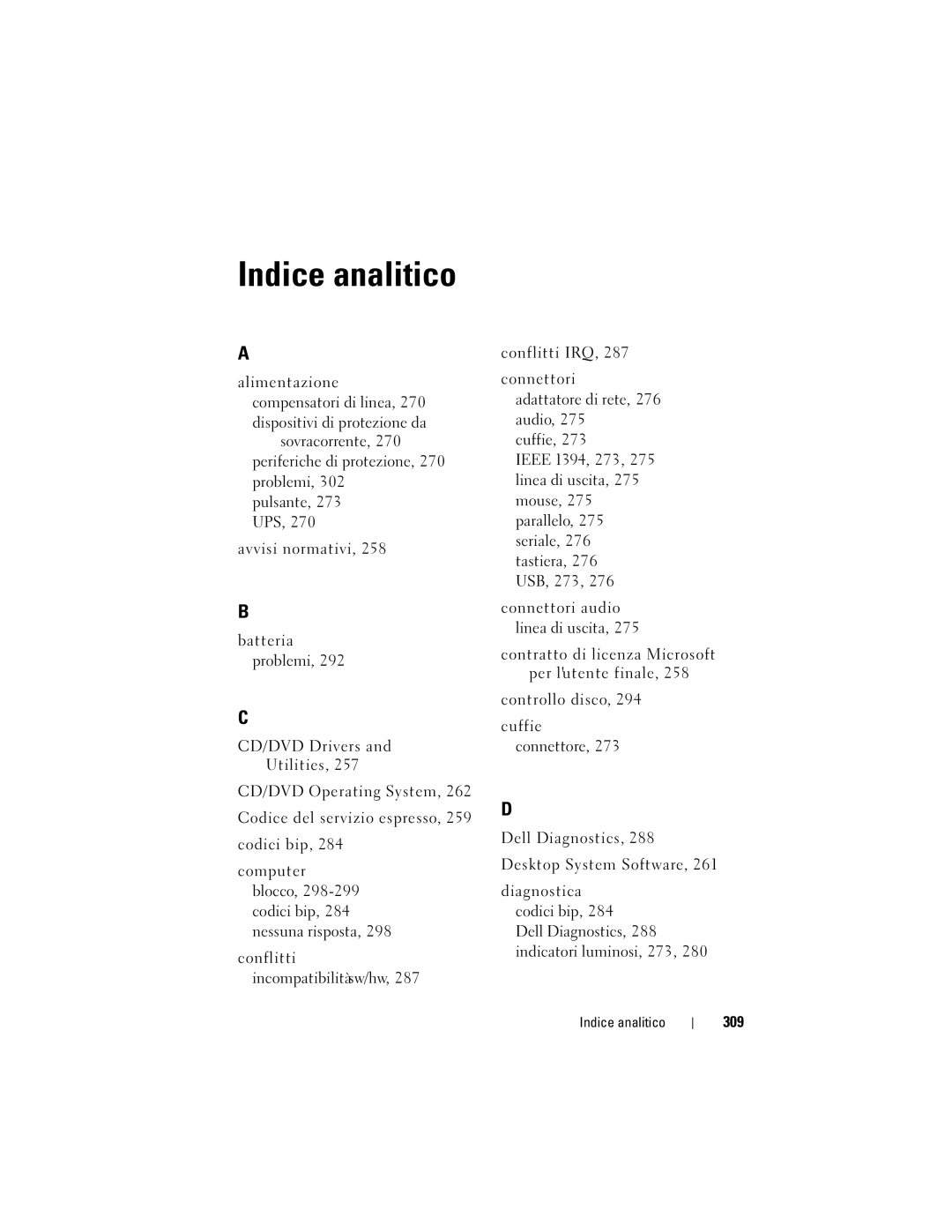 Dell T7400 manual 309, Indice analitico 