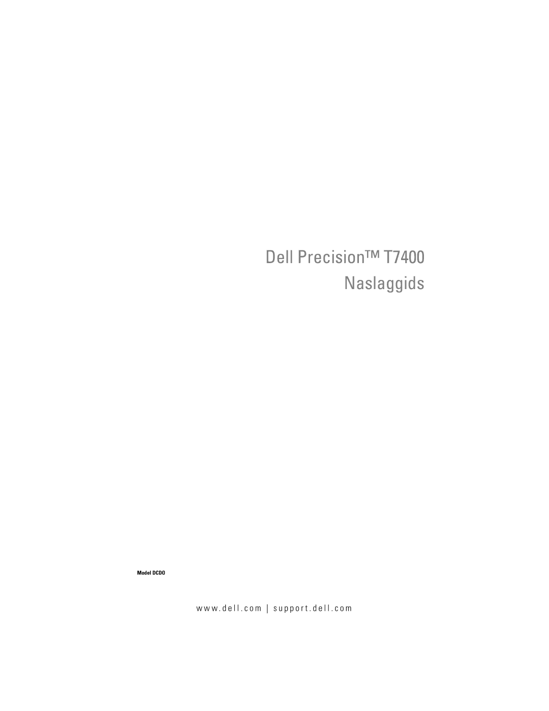 Dell manual Dell Precision T7400 Naslaggids 